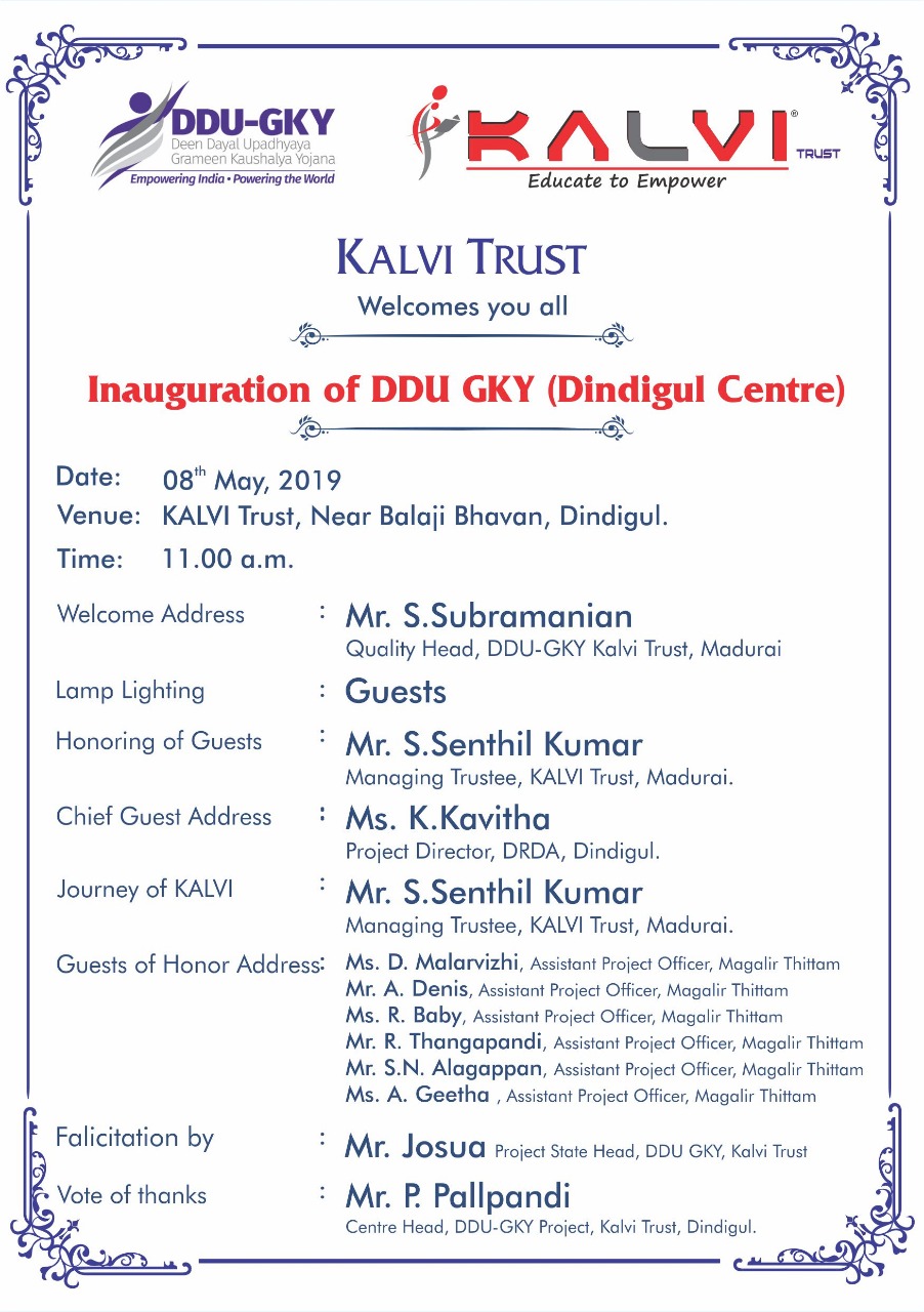 Inaguration of DDU-GKY Dindugal Center